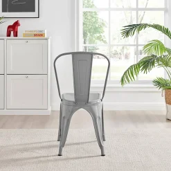 Garnero Arredamenti Sedie In Metallo-Sedia in metallo impilabile industrial saloon Lix Grigio