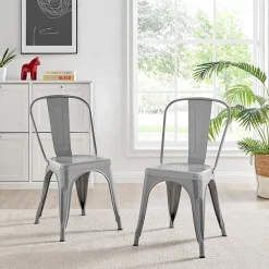 Garnero Arredamenti Sedie In Metallo-Sedia in metallo impilabile industrial saloon Lix Grigio