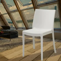 Garnero Arredamenti Sedie Polipropilene-Sedia in polipropilene impilabile Olbia Bianco Opaco