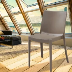 Garnero Arredamenti Sedie Polipropilene-Sedia in polipropilene impilabile Olbia Tortora