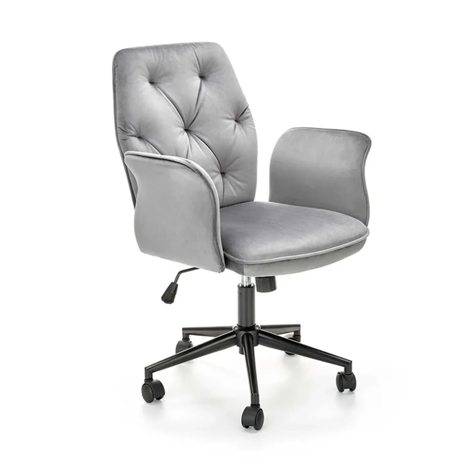 Garnero Arredamenti Sedie Da Ufficio|Sedie Scrivania Ufficio-Sedia moderna con braccioli regolabile in velluto Dionisia Grigio