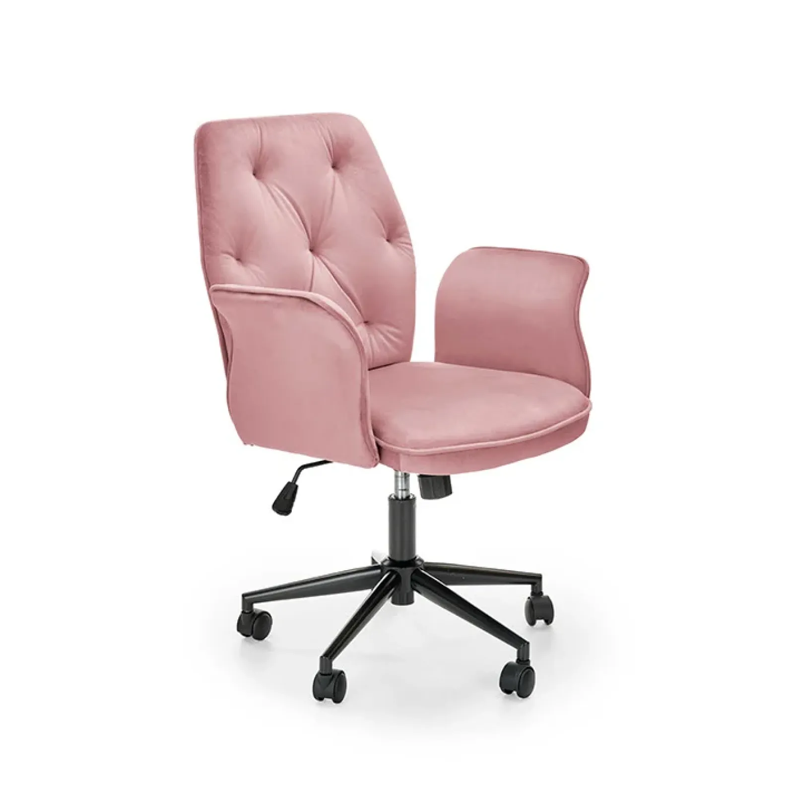 Garnero Arredamenti Sedie Da Ufficio|Sedie Scrivania Ufficio-Sedia moderna con braccioli regolabile in velluto Dionisia Rosa