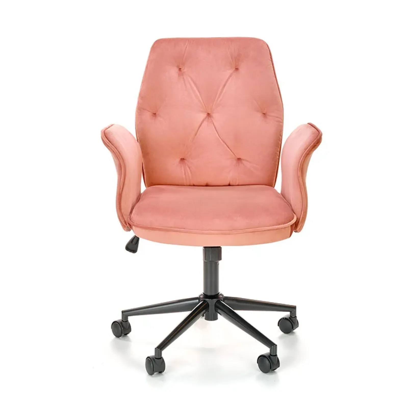 Garnero Arredamenti Sedie Da Ufficio|Sedie Scrivania Ufficio-Sedia moderna con braccioli regolabile in velluto Dionisia Rosa