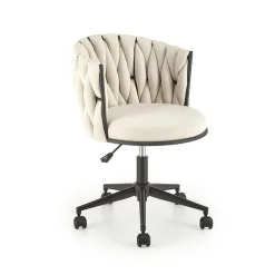 Garnero Arredamenti Sedie Da Ufficio|Sedie Scrivania Ufficio-Sedia moderna con ruote regolabile in tessuto chiaro nero Monie Beige