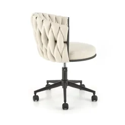 Garnero Arredamenti Sedie Da Ufficio|Sedie Scrivania Ufficio-Sedia moderna con ruote regolabile in tessuto chiaro nero Monie Beige