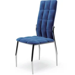 Garnero Arredamenti Sedie In Tessuto-Sedia moderna imbottia in velluto acciaio cromato Reina Blu