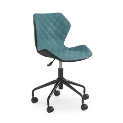 Garnero Arredamenti Sedie Da Ufficio|Sedie Scrivania Ufficio-Sedia per scrivania ragazzi in tessuto ecopelle nero turchese Melvin