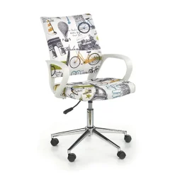 Garnero Arredamenti Sedie Per Scrivania Ragazzi-Sedia per scrivania ragazzi in ecopelle bianca con grafica Parigi