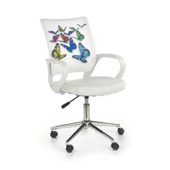 Garnero Arredamenti Sedie Per Scrivania Ragazzi-Sedia per scrivania ragazzi in ecopelle bianca con grafica Farfalle