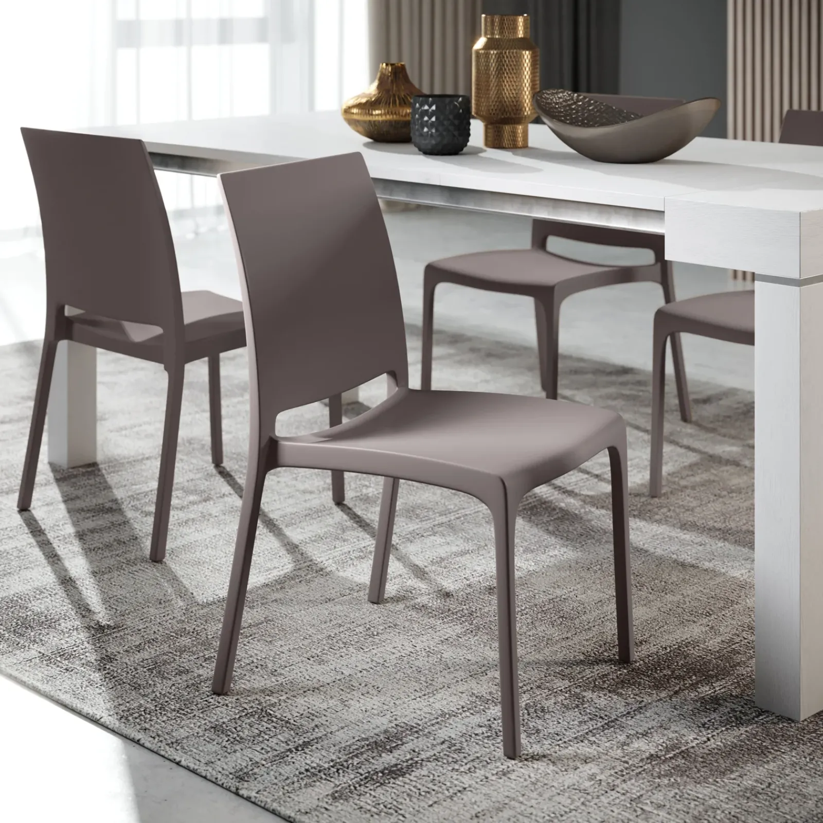 Garnero Arredamenti Sedie Polipropilene-Sedia polipropilene impilabile grigio Tape Gihome® Tortora