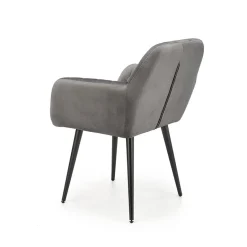 Garnero Arredamenti Poltrone Design|Poltrone Relax-Sedia sala da pranzo con braccioli in tessuto velluto scuro Slash Grigio