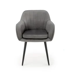 Garnero Arredamenti Poltrone Design|Poltrone Relax-Sedia sala da pranzo con braccioli in tessuto velluto scuro Slash Grigio