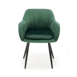 Garnero Arredamenti Poltrone Design|Poltrone Relax-Sedia sala da pranzo con braccioli in tessuto velluto scuro Slash Verde