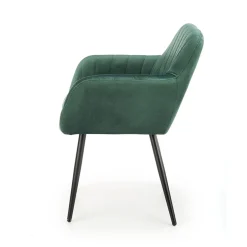 Garnero Arredamenti Poltrone Design|Poltrone Relax-Sedia sala da pranzo con braccioli in tessuto velluto scuro Slash Verde