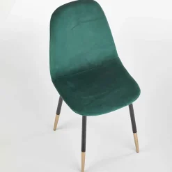Garnero Arredamenti Sedie In Tessuto-Sedia sala da pranzo imbottita in velluto acciaio oro nero Nubia Verde