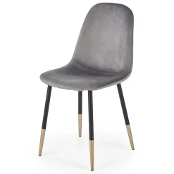 Garnero Arredamenti Sedie In Tessuto-Sedia sala da pranzo imbottita in velluto acciaio nero oro Nubia Grigio