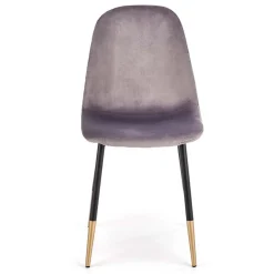 Garnero Arredamenti Sedie In Tessuto-Sedia sala da pranzo imbottita in velluto acciaio nero oro Nubia Grigio