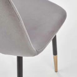 Garnero Arredamenti Sedie In Tessuto-Sedia sala da pranzo imbottita in velluto acciaio nero oro Nubia Grigio