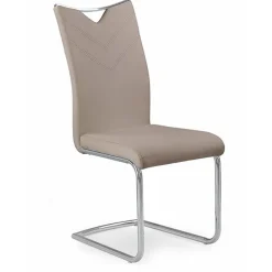 Garnero Arredamenti Sedie Imbottite Ecopelle-Sedia soggiorno in ecopelle con gambe in metallo Soraya Beige