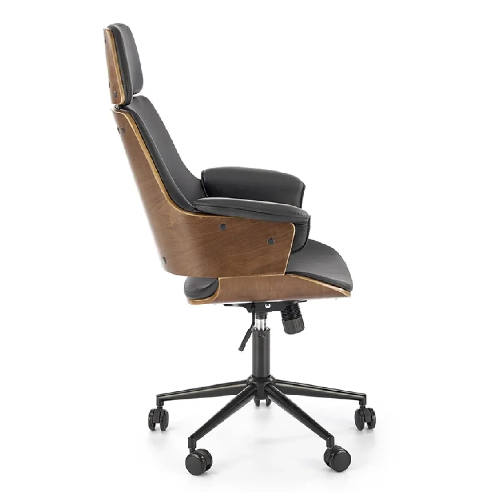 Garnero Arredamenti Sedie Da Ufficio|Sedie Scrivania Ufficio-Sedia ufficio con braccioli regolabile in ecopelle noce nero Chillon