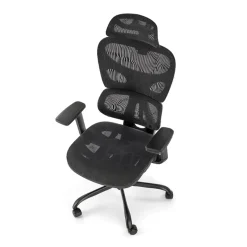 Garnero Arredamenti Sedie Da Ufficio|Sedie Scrivania Ufficio-Sedia ufficio con ruote regolabile in tessuto nero Ferarra