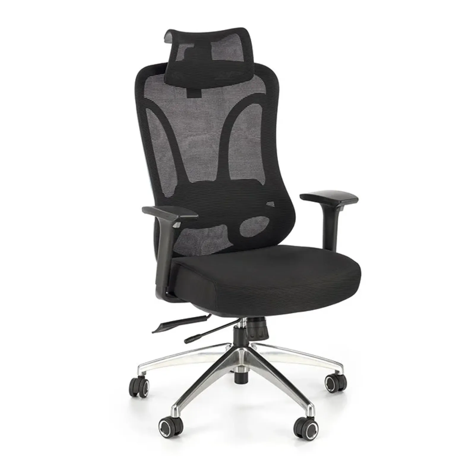 Garnero Arredamenti Sedie Da Ufficio|Sedie Scrivania Ufficio-Sedia ufficio regolabile con braccioli in tessuto nero Arcuri