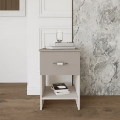 Garnero Arredamenti Comodini Cameretta|Comò-Set 2 comodini moderni 40x59h cm 1 cassetto  beige Emporio