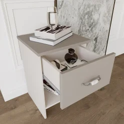 Garnero Arredamenti Comodini Cameretta|Comò-Set 2 comodini moderni 40x59h cm 1 cassetto beige Emporio