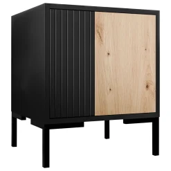 Garnero Arredamenti Comodini|Comò-Set 2 comodini 44x49h cm 1 anta rovere nero Duble