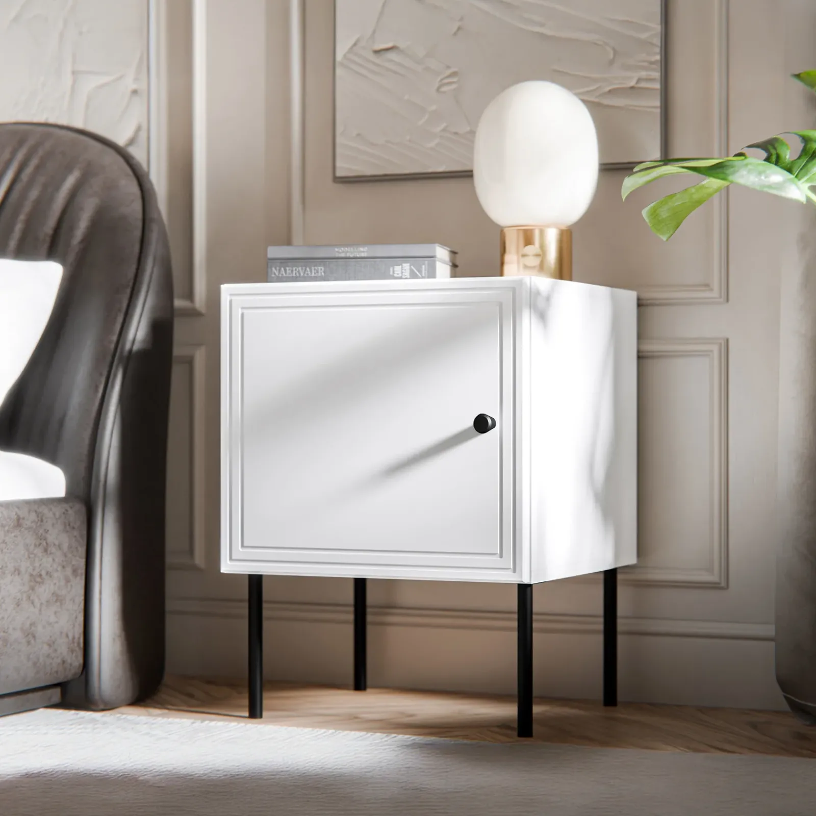 Garnero Arredamenti Comodini|Comò-Set 2 comodini 45x59h cm 1 anta Stark Bianco Opaco