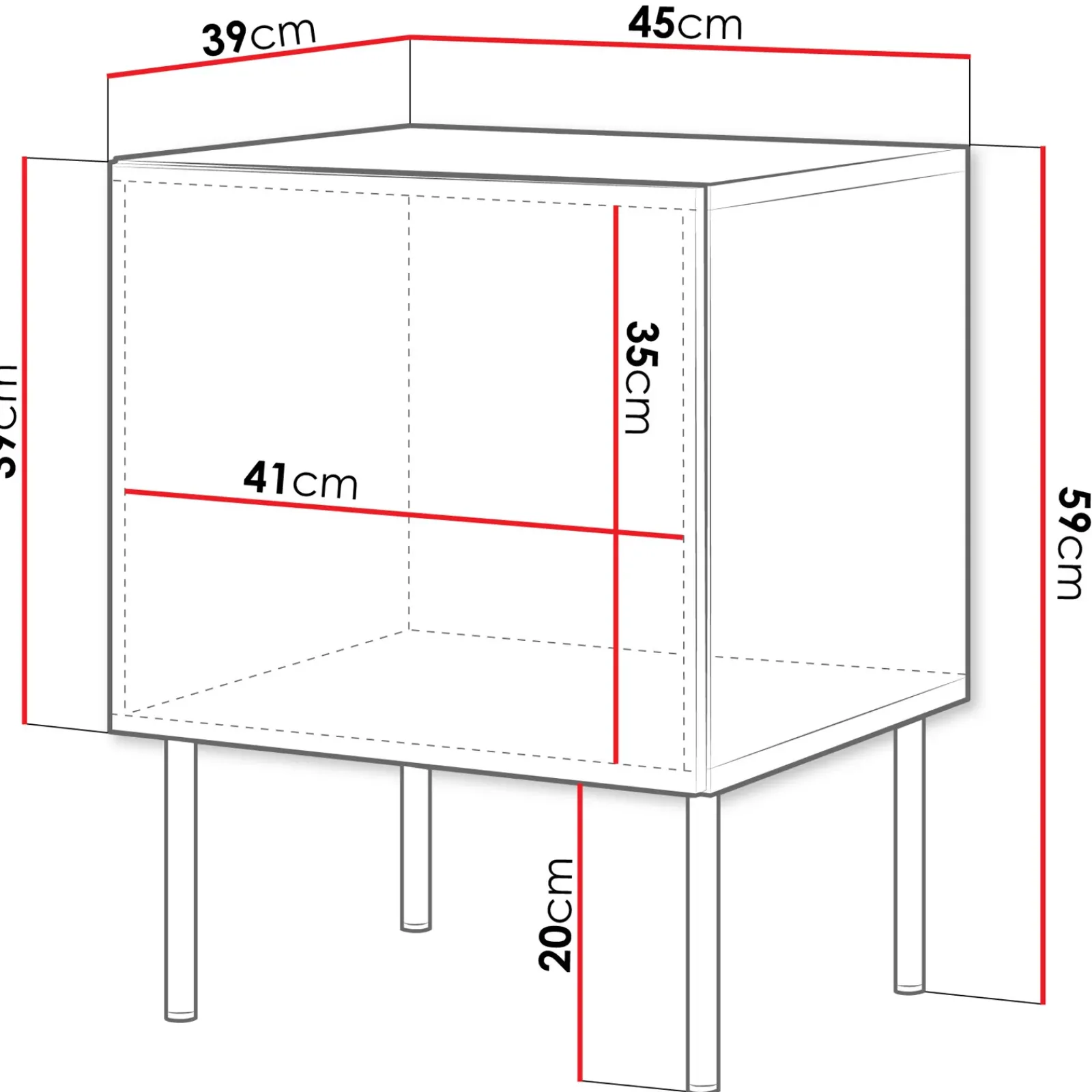 Garnero Arredamenti Comodini|Comò-Set 2 comodini 45x59h cm 1 anta Stark Bianco Opaco
