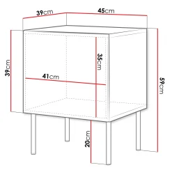 Garnero Arredamenti Comodini|Comò-Set 2 comodini 45x59h cm 1 anta Stark Nero Opaco
