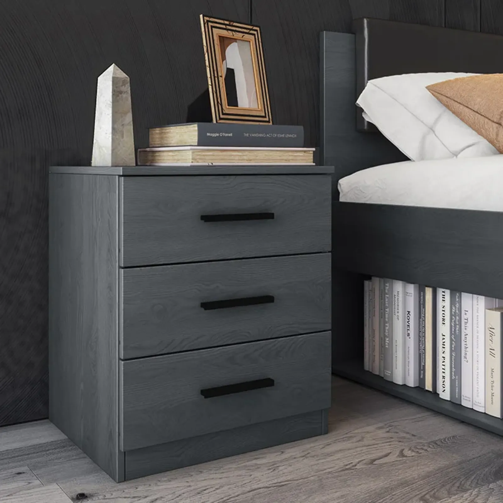 Garnero Arredamenti Comodini Cameretta|Comò-Set 2 comodini 46x56h cm 3 cassetti moderni Cortina Gihome® Ossido