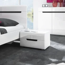 Garnero Arredamenti Comodini|Comò-Set 2 comodini 52x35h cm 2 cassetti per camera Dubai Gihome® Bianco Lucido