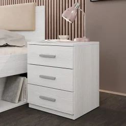 Garnero Arredamenti Comodini Cameretta|Comò-Set 2 comodini 46x56h cm 3 cassetti pino bianco Cortina Gihome® Bianco Frassinato