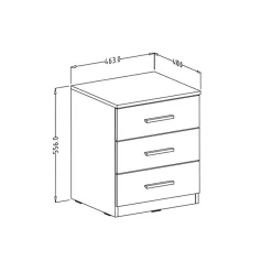 Garnero Arredamenti Comodini Cameretta|Comò-Set 2 comodini 46x56h cm 3 cassetti pino bianco Cortina Gihome® Bianco Frassinato