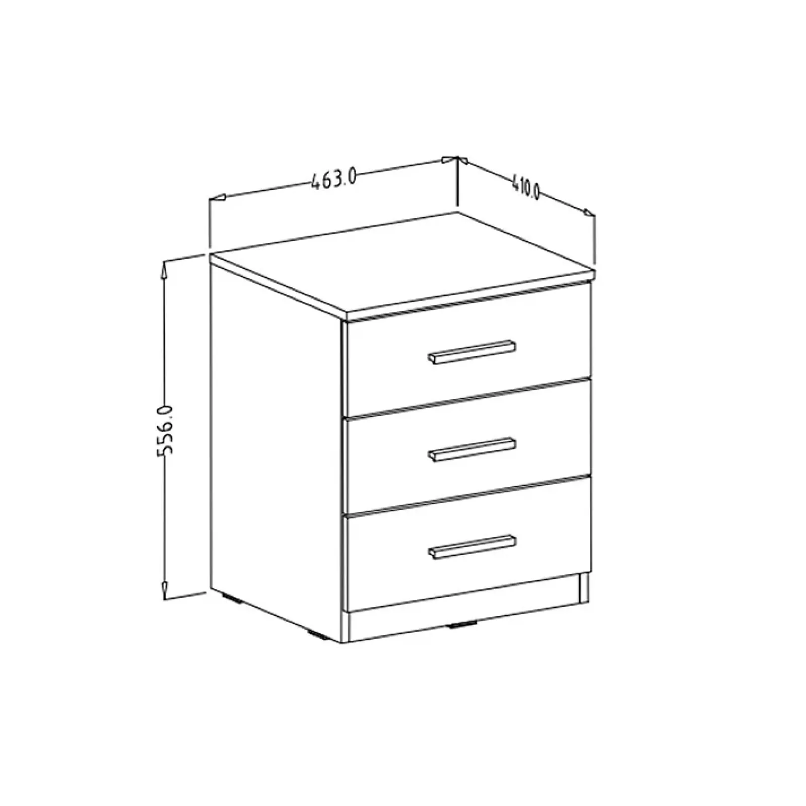 Garnero Arredamenti Comodini Cameretta|Comò-Set 2 comodini 46x56h cm 3 cassetti pino bianco Cortina Gihome® Bianco Frassinato