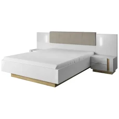 Garnero Arredamenti Comodini|Comò-Set 2 comodini 60x102h cm design bianco lucido rovere Noa