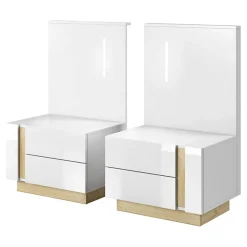 Garnero Arredamenti Comodini|Comò-Set 2 comodini 60x102h cm design bianco lucido rovere Noa
