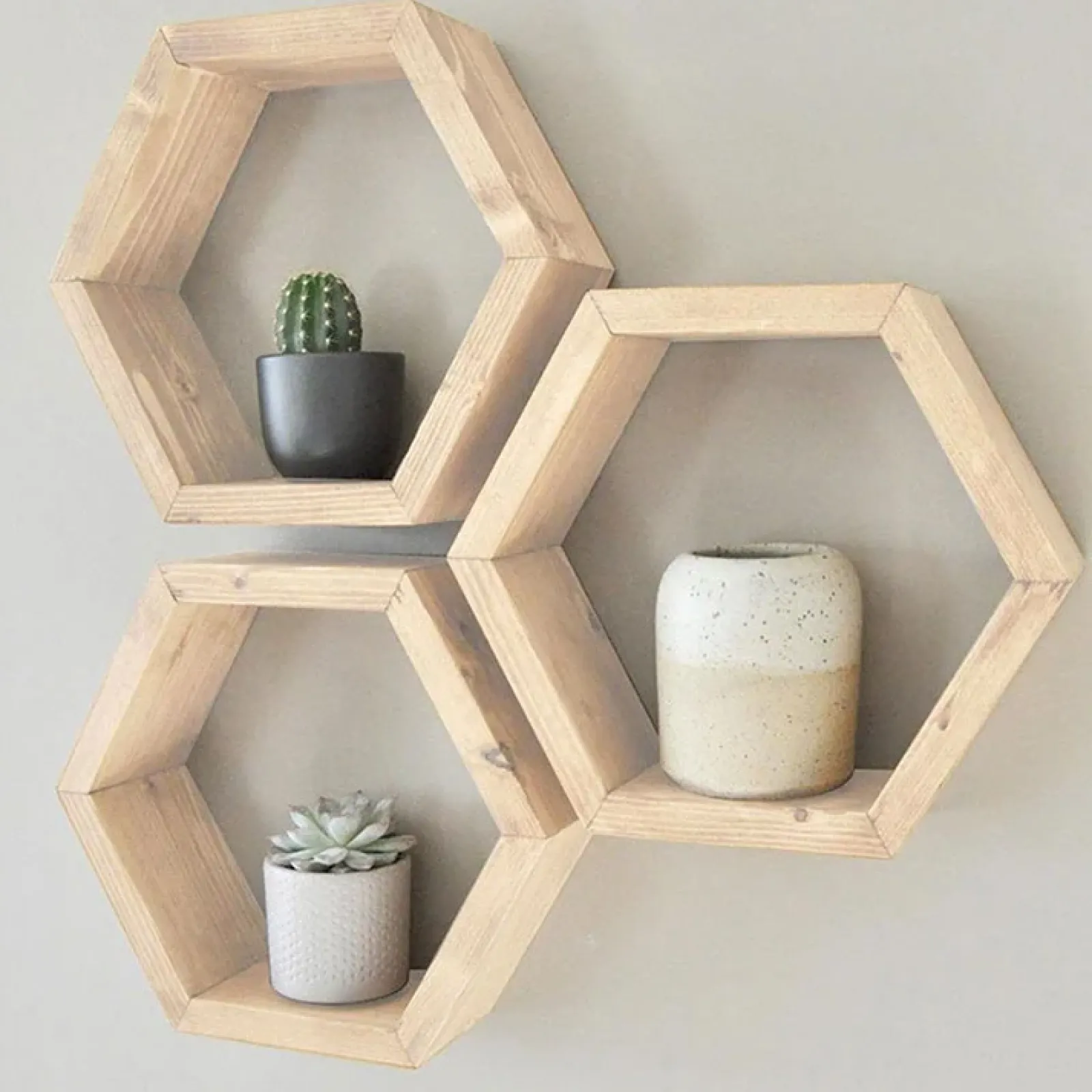 Garnero Arredamenti Mensole E Pensili-Set 3 mensole soggiorno design moderno pino chiaro Furnari