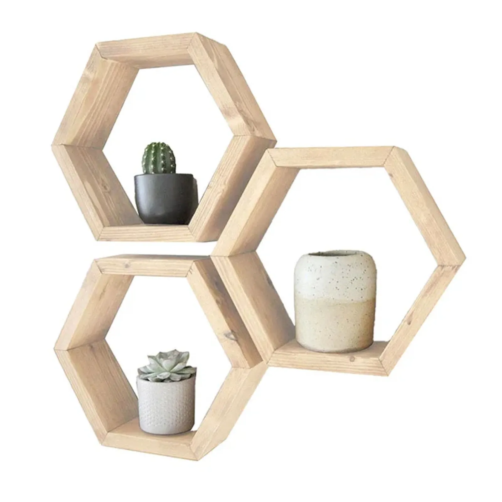 Garnero Arredamenti Mensole E Pensili-Set 3 mensole soggiorno design moderno pino chiaro Furnari