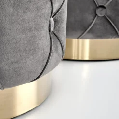 Garnero Arredamenti Pouf-Set 2 pouf con contenitore in velluto Emil Grigio