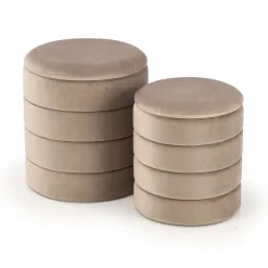Garnero Arredamenti Pouf-Set 2 pouf contenitori in velluto Xavier Beige