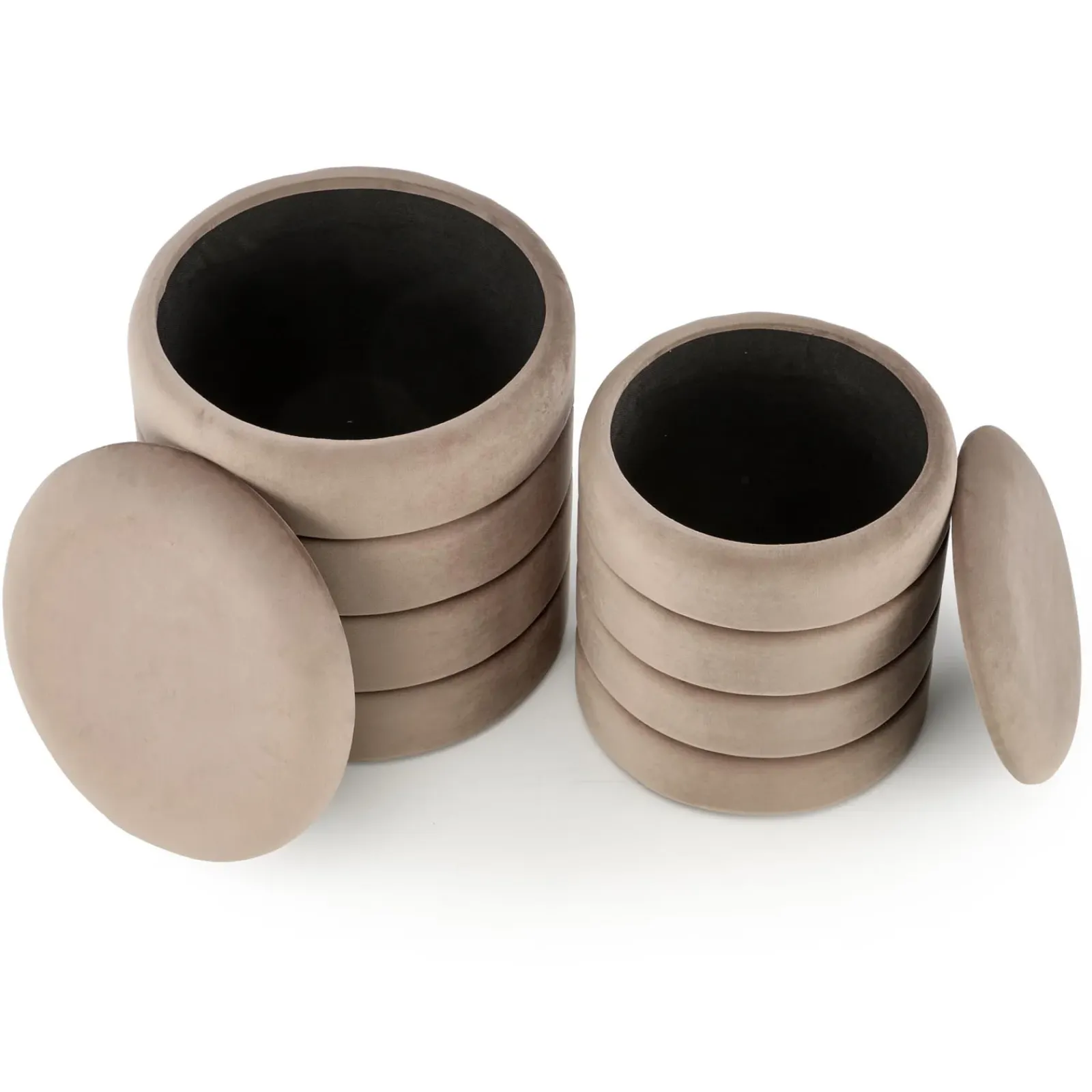 Garnero Arredamenti Pouf-Set 2 pouf contenitori in velluto Xavier Beige