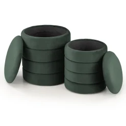 Garnero Arredamenti Pouf-Set 2 pouf contenitori in velluto scuro Xavier Verde