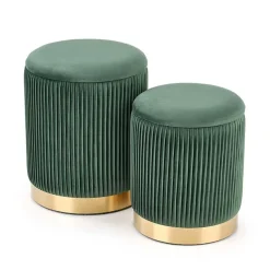 Garnero Arredamenti Pouf-Set 2 pouf design da salotto contenitore in velluto verde Cubal Verde - Oro