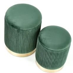 Garnero Arredamenti Pouf-Set 2 pouf design da salotto contenitore in velluto verde Cubal Verde - Oro