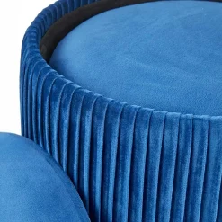 Garnero Arredamenti Pouf-Set 2 pouf in velluto contenitore blu oro Cubal Blu - Oro