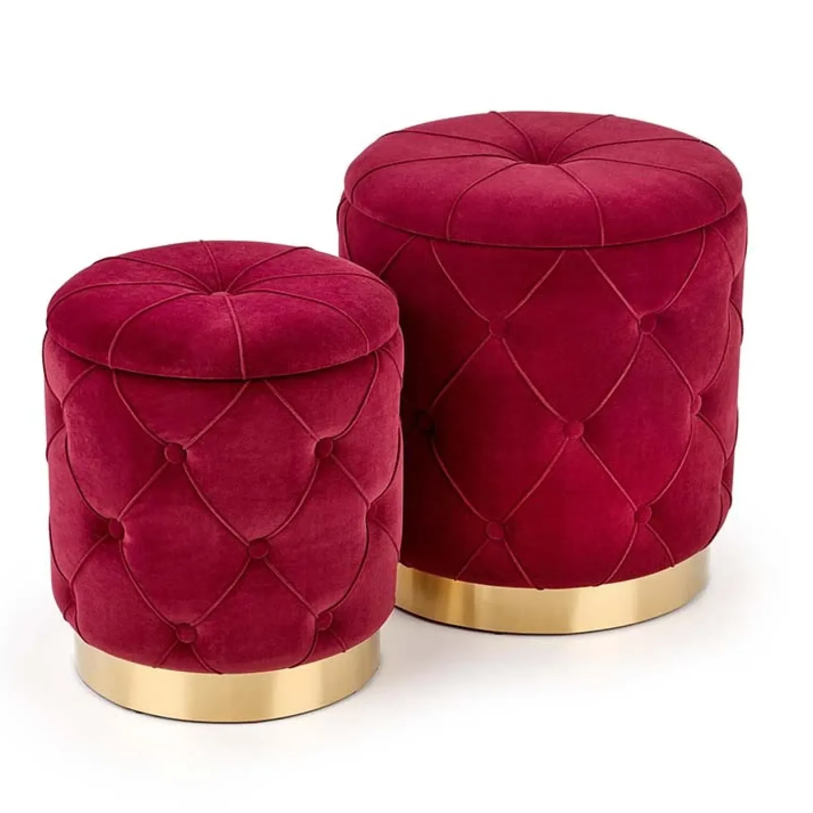 Garnero Arredamenti Pouf-Set 2 pouf moderno contenitore in velluto Emil Bordeaux