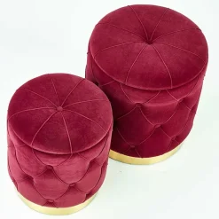Garnero Arredamenti Pouf-Set 2 pouf moderno contenitore in velluto Emil Bordeaux